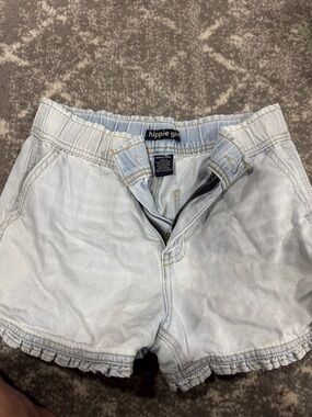 Hippie Girl Light Wash Ruffle Hem Denim Shorts
